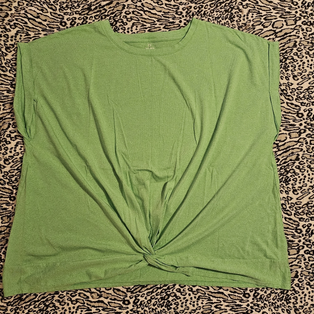 Talbots Green Twist Front Short Sleeve Tee